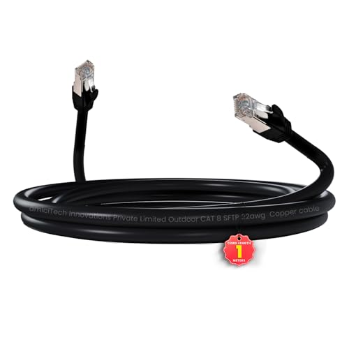 Image of amiciTools Cat8 Ethernet Cable with 22AWG Solid Core 1 Meter | 40Gbps Ultra High-Speed LAN Cable, 2000MHz Bandwidth, Gold-Plated RJ45, Shielded Network Cable for Gaming, Routers & Servers