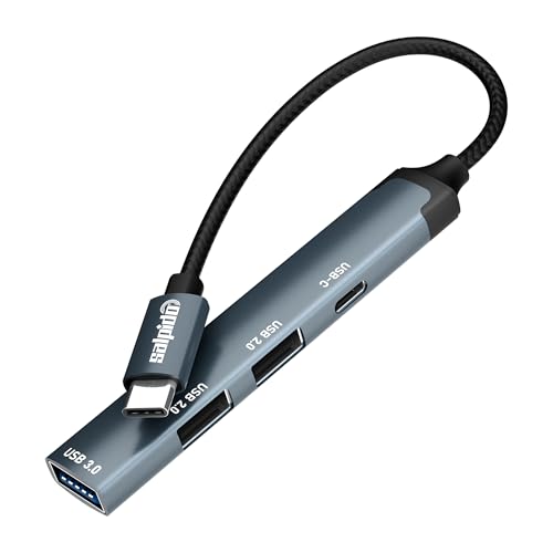 Image of SAL-DS-34C 4-in-1 USB-C Hub Adapter with USB 3.0x1, USB 2.0x2, USB-C 2.0x1, 5Gbps Data Transfer Speed, Durable Aluminium Alloy, Compact Plug & Play USB Hub for Laptops /Tablets (Grey)