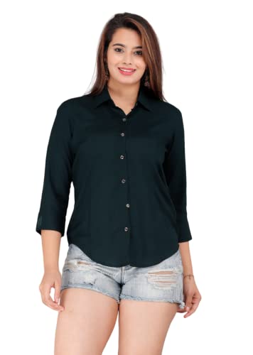 Image of Women Solid Shirt for Office & Casual wear | 3 /4th Sleeves Spread Collar