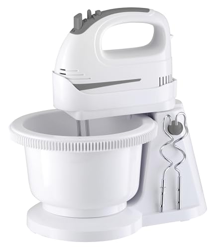 Amasadora de Sobremesa 300W 5 Velocidades + Turbo, Bol Giratorio 2L, Diseño Compacto, Accesorios para Batir y Amasar
