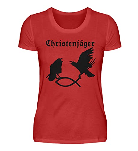 T-Shirt pour Femme Odin's Raben Hugin et Munin Rouge L - Generisch