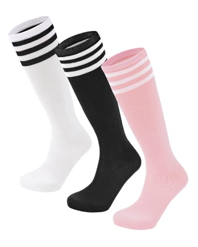 Century Star Kids Soccer Socks Youth Boys Softball Baseball Sock Girls Knee High Socks Sports Stripe Toddler Long Stocking