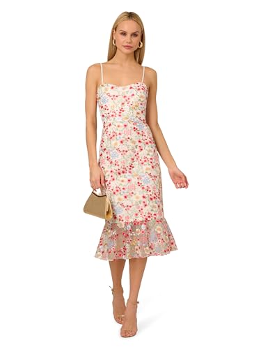 Adrianna Papell Women's Embroidered Mesh Midi Dress4