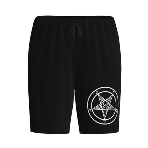 Goat of Mendes Pentagram Satan Satanic Baphomet Pajama Shorts for Men, Men's Pajama Bottoms, Sleepwear for Summer2