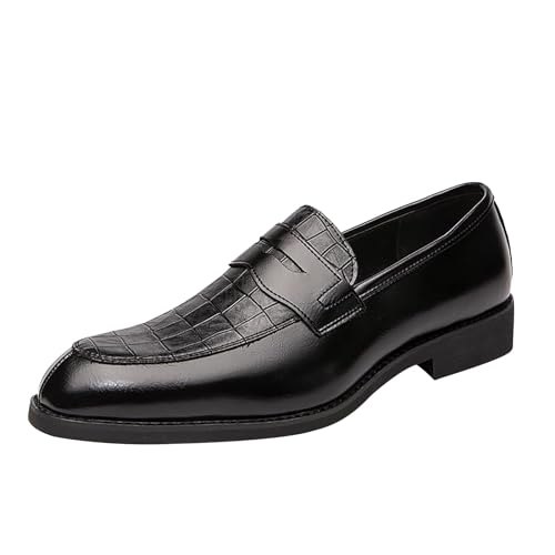 Mocasines de piel sintética estilo cocodrilo: Zapatos de vestir negros