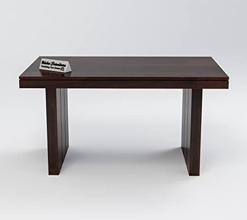Image of Solid Wooden Dining Set 6 Seater Dining Table with Chairs | Sheesham Wooden Dining Table with 4 Chairs and 1 Bench for Home and Hotels | Six Seater Dining Set in Walnut Finish