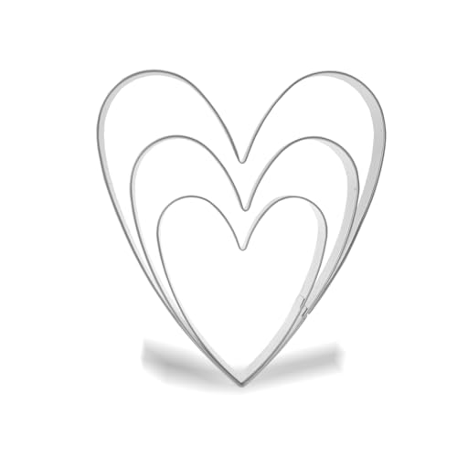 Keewah Valentine's Heart Cookie Cutter Set - 5”,4”,3” - 3 Piece - Stainless Steel