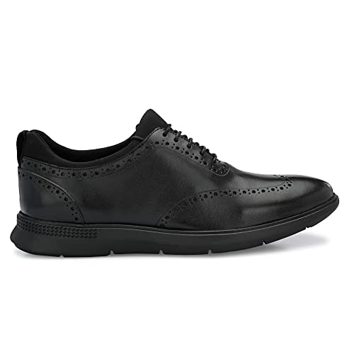 Image of Legwork Crossover Brogues for Men | Genuine Leather & Mesh Upper, Cushioned EVA Sole | Lightweight Semi-Formal Lace-Up Oxfords for Office, Travel & Casual Comfort