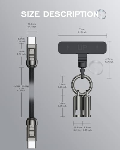 Image of Phone Lanyard Charging Cable, Type-C to USB-C 120cm 240W Fast Quick Charge Crossbody USB-C Strap 480Mbps Data Sync Anti Theft Purple Shoulder USB2.0 OTG Cord(Black)