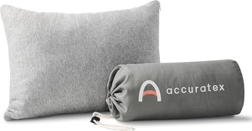 ACCURATEX Camping Kissen Memory Foam-100% Baumwolle Atmungsaktiver Bezug, Komprimierbares Reisekissen,Camping&Reisezubehör-Kleines Rucksackkissen-Camping Essentials zum Schlafen, Grau