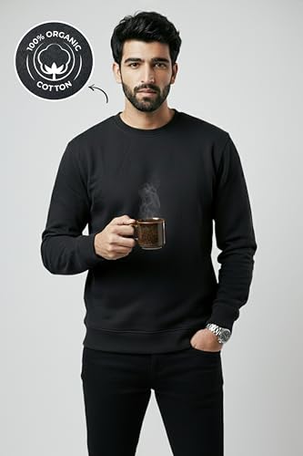 Image of EXCELLO Men's Sweatshirt, 100% Cotton Feel, GSM 280, Premium Cotton, Biowash, Long Sleeve, Casual
