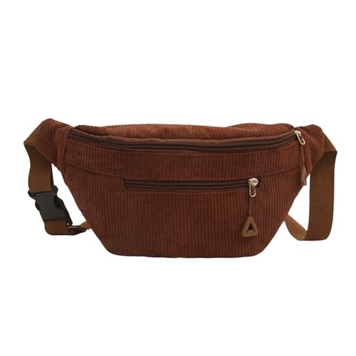 Cord Bauchtasche für Damen und Herren Gürteltasche Damen Verstellbarer Gurt Hüfttasche Bauchtasche Klein Brusttasche Bum Bags aus Cord für Outdoor Sport Laufen (Braun B)