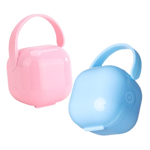 HAPINARY 2 in 1 Pacifier Storage Box Holder Easy-Close Baby Pacifier Case Portable Safe Pp Material for Mom