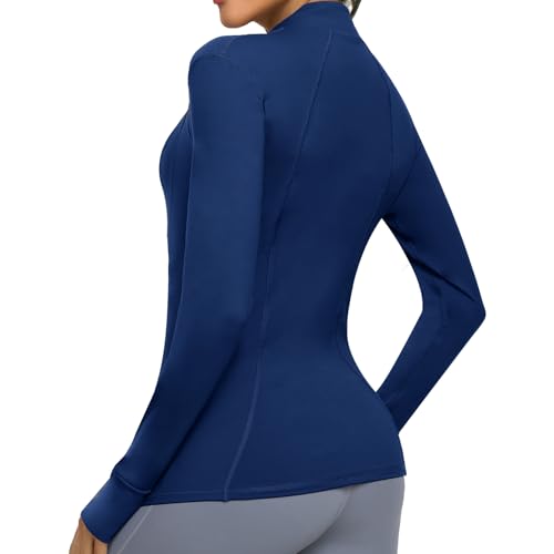 Cighay Women's Athletic Full Zip Lightweight Workout Jacket With Pockets Running Slim Fit Yoga Sportwear With Thumb Holes