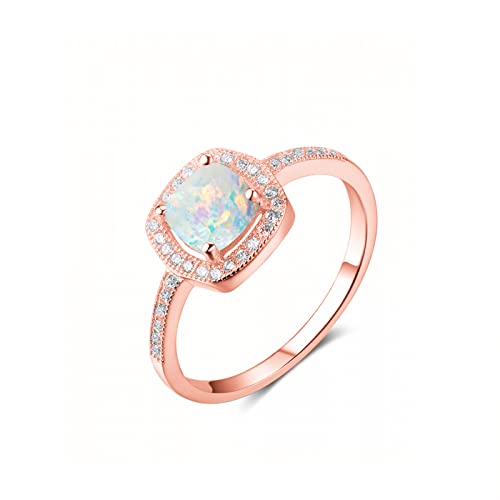 YDD Opal Rings for Women Opal and Moissanite Engagement Rings for Women 10K 14K 18K White/Yellow/Rose Gold Opal Engagement Wedding Ring October Birthstone Ring Anniversary Promise Ring Free Engraved3