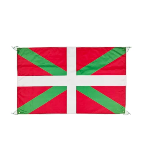 Bandera grande País Vasco de 150 x 90 cm para balcón con 4 ojales y 4 bridas (Euskadi)