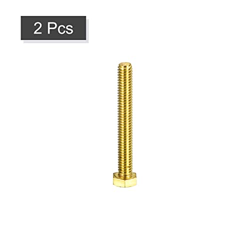 Image of uxcell Brass Hex Bolts, 5 /16-18x2-1 /2 2pcs Fully Thread Grade 4.8 Solid Brass Hexagon Head Bolt Machine Screws for Machinery