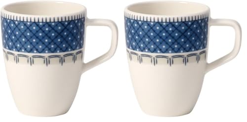 Villeroy & Boch Casale blu Taza de moka, 100 ml, Porcelana Premium, Blanco/Azul (Paquete de 2)