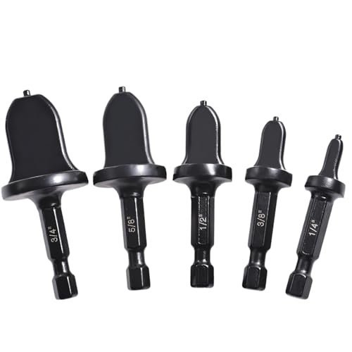 HVAC Copper Tube Swaging Tool 5PC Set, Copper Pipe Expander Bit for Air Conditioner Repairing, Include 3/4 5/8 1/2 3/8 and 1/4, Hex Shank for Imapact Drill and Power Drill