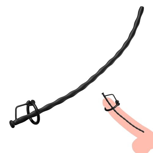 Beauty7 Silikon Sounding Penis Stick mit 2 Penisringen Harnröhren Plug mit Bohrung Penis Plug Männer Masturbation Sex Spielzeug - Größe: L