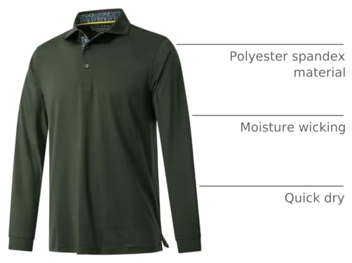 Image of Mens Polo Shirts Short and Long Sleeve Casual Solid Stylish Dry Fit Performance Designed Collared Golf Polo Shirts for Men