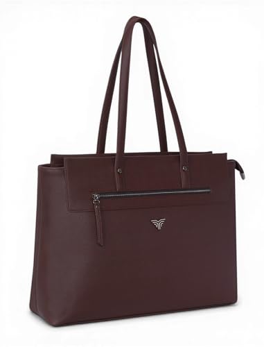 Image of Premium Women's Laptop Tote Bag | Handcrafted Leatherette Shoulder Handbag | 2 Pocket Stylish Office & Casual Carry Bag