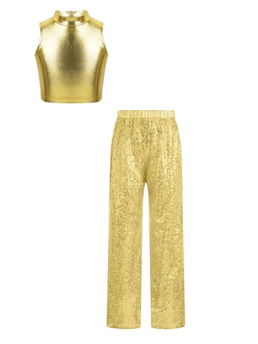 Vêtements hip hop filles ensemble or paillettes 15-16 ans