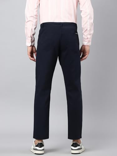 Image of Hubberholme Men's Tapered Fit Cotton Trousers, Ankle Length Button Closure Chinos
