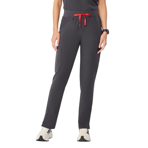 Image of FIGS YOLA High Waisted Skinny Scrub Pants for Women - 11 Pockets, 4-Way Stretch, Yoga Waistband