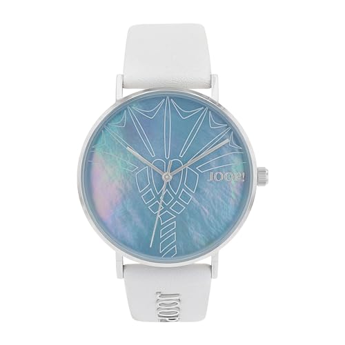 Joop! Armbanduhr Damen Quarzuhr analog, mit Leder Armband, Silber, 5 bar wasserfest, Kommt in Uhren Geschenk Box, 2035633