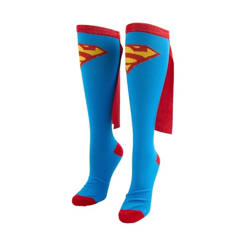 Bioworld Superman Logo Juniors blue Knee High Cape Socks for Women - Blue