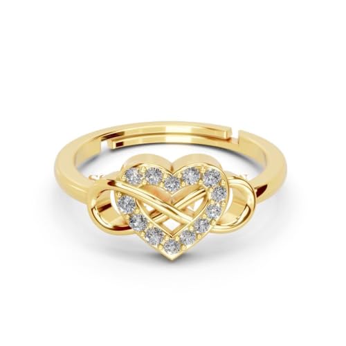 Image of Miss Highness 925 Silver Heart Infinity Ring for Women and Girls | Minimal Adjustable Design | Silver Jewellery With Authenticity Certificate | Gift for Girlfriend Wife | Office Wear Ring