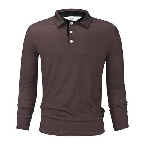 Camisas de algodón de manga larga para hombre, camisa de manga larga, camiseta de moda para hombre, camisetas grandes y altas para hombre, 3XL, marrón, 3XL