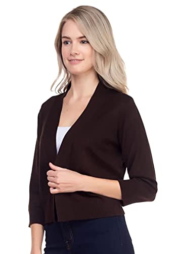 Image of Bolero Cropped Cardigans Shrugs for Women - 3 /4 Sleeve Open Front Cover up for Dresses