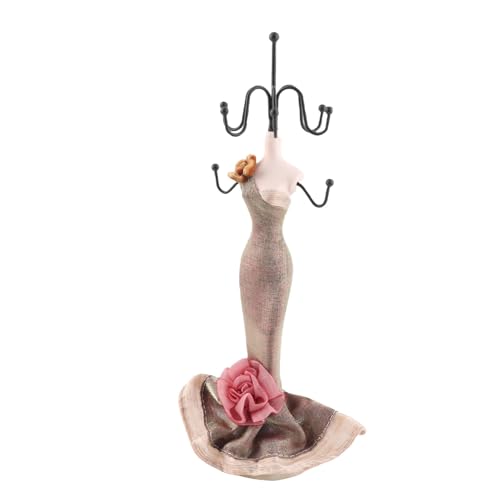 MIMEITOPA Soporte para joyas para pendientes, anillos, collares, pulseras, con figura de modelo, resina premium, tela, materiales de hierro, organizador decorativo para mostrador, vitrina