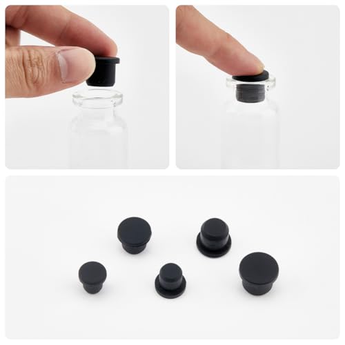 Image of GORGECRAFT 50Pcs 5 Sizes Black Silicone Bottle Stopper Tube Seal Plug 7.5 /8.3 /9.5 /10.5 /11.5mm Salt and Pepper Shakers Stopper Replacement Insert Hole Plug End Covers for Bottles Pipes Flower Pots