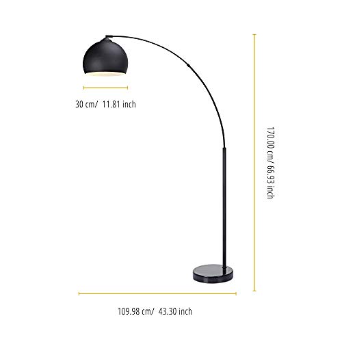 Versanora Vn-L00013 Arquer Real Marble Base Modern Led Arc Floor Lamp Tall Standing Hanging Light With Bell Shade For Living Room Reading Bedroom Home Office, 67 Inch Height, Black #TOP2