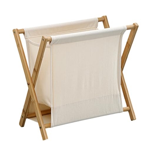 Hamper de ropa de madera - Hamper de ropa de marco X, clasificador de ropa plegable | Organizador de bolsas de lino de algodón, cesta de ropa sucia para dormitorio, baño, dormitorio, apartamento