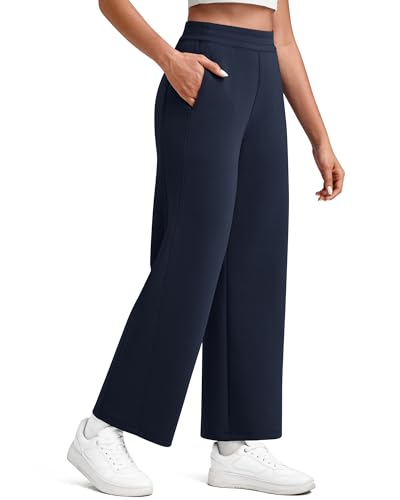 G4Free Travel Pants Women Wide Leg Sweatpants with Pockets Casual Straight Leg Yoga Pants Comfy Casual Dressy Work Bottoms(Dark Blue,S,Tall)