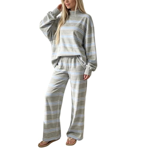 Travel Sweatsuits for Women Set - Striped Sweatshirt and Sweatpants Outfits - image 1