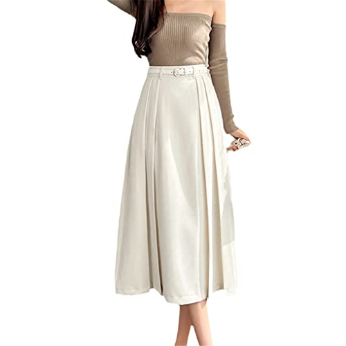 Jupe plissée taille haute au plissé permanent - Jupe d'été blanche Dninmim taille 36