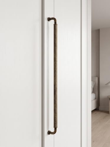 Image of Goo-Ki Antique Brass Knurled Bar Cabinet Pulls 18 Inch Hole Centers 6 Pack