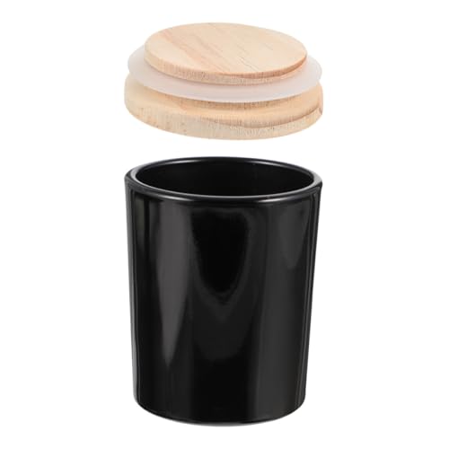 DIYEAH Taza De Vela Sujetavelas Latas De Velas De Cera Contenedores Cera De Vela Tarro De Vela Frascos Con Tapas Kits Para Hacer Velas Para Adultos Recargable Juego De Velas Black Vidrio