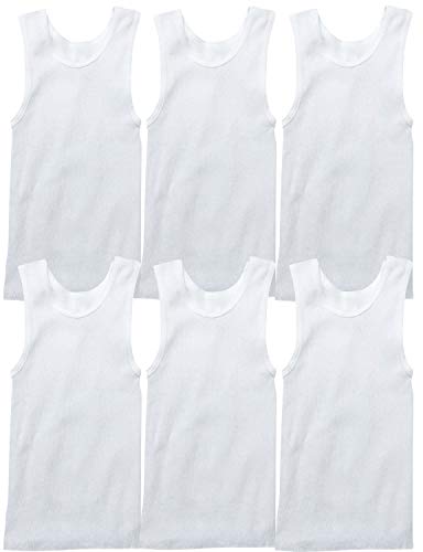 Tobeinstyle 6 Men's Pack 100% Preshrunk Cotton Sleeveless Lightweight White Under Tanks - White - Xl #TOP4