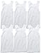 ToBeInStyle Men's 6 Pack 100% Preshrunk Cotton Sleeveless Lightweight White Under Tanks - White - Large