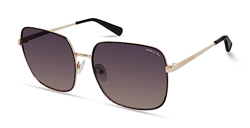 Kenneth Cole New York Women's KC6032B Square Sunglasses, Gold/Gradient Smoke, 60/17/140