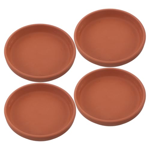 WRITWAA 4 Platillos Redondos de Terracota para Macetas de Interior y Exterior Drenaje y Diseño Artesanal para Jardín y Hogar