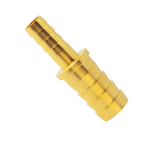 Metaland Brass Hose Barb Reducer, 3/8" to 3/16" Hose ID, Reducing Barbed Hose Splicer Mender Coupler Warter Fuel Air (Pack of 2)