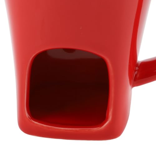 جيرني كوب اذابة الشوكولاتة، كوب تسخين شموع تيلايت للشوكولاتة والفوندو، وعاء تسخين الزبدة من السيراميك مع شوكة، لوازم اذابة الشوكولاتة للجبن والشوكولاتة والتاباس (احمر)