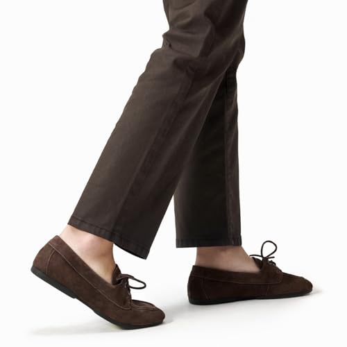Image of C.Paravano Women Suede Leather Loafers Slip-ons Moccasin Boat Shoes Flats | Feels like a second skin, Soft, Comfortable, Lightweight, Easy to walk,Cushioned insole